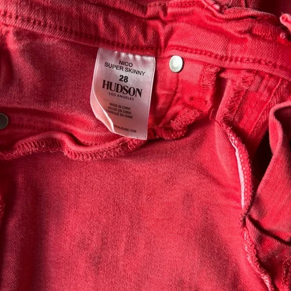 Hudson Jeans Red Skinny Jeans Vibrant Denim - Picture 4 of 4